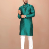 Krudha Embroidered Cotton Blend Straight Kurta for Men (Green)