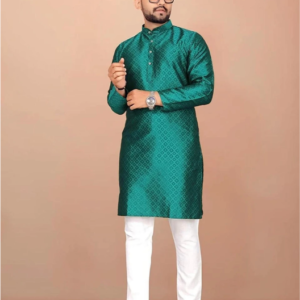 Krudha Embroidered Cotton Blend Straight Kurta for Men (Green)