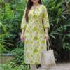 Sa Rasa Printed Viscose Rayon Straight Kurta for Women (Green, Maroon)