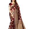 Shoppershopee Woven Kanjivaram Silk Blend Saree (Maroon)